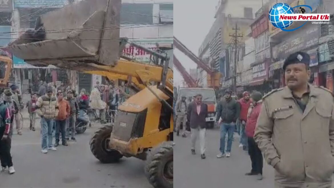 रूडकी नगर निगम ने सिविल लाइन पुलिस के साथ मिलकर चलाया अतिक्रमण हटाओ अभियान