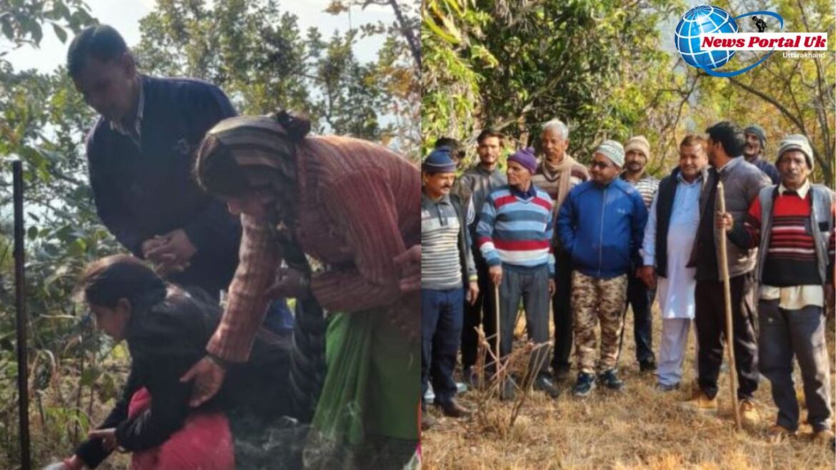 भिकियासैंण क्षेत्र प्रमुख चित्रा ने धारड़ में भूमि पूजन कर किया तार बाड़ चैनलिंग कार्य का शुभारंभ