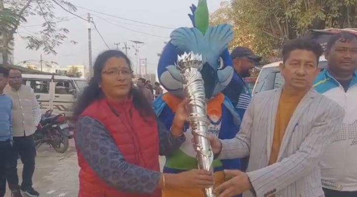 38 वें राष्ट्रीय खेल की मसाल मौली के साथ पहुंची खटीमा