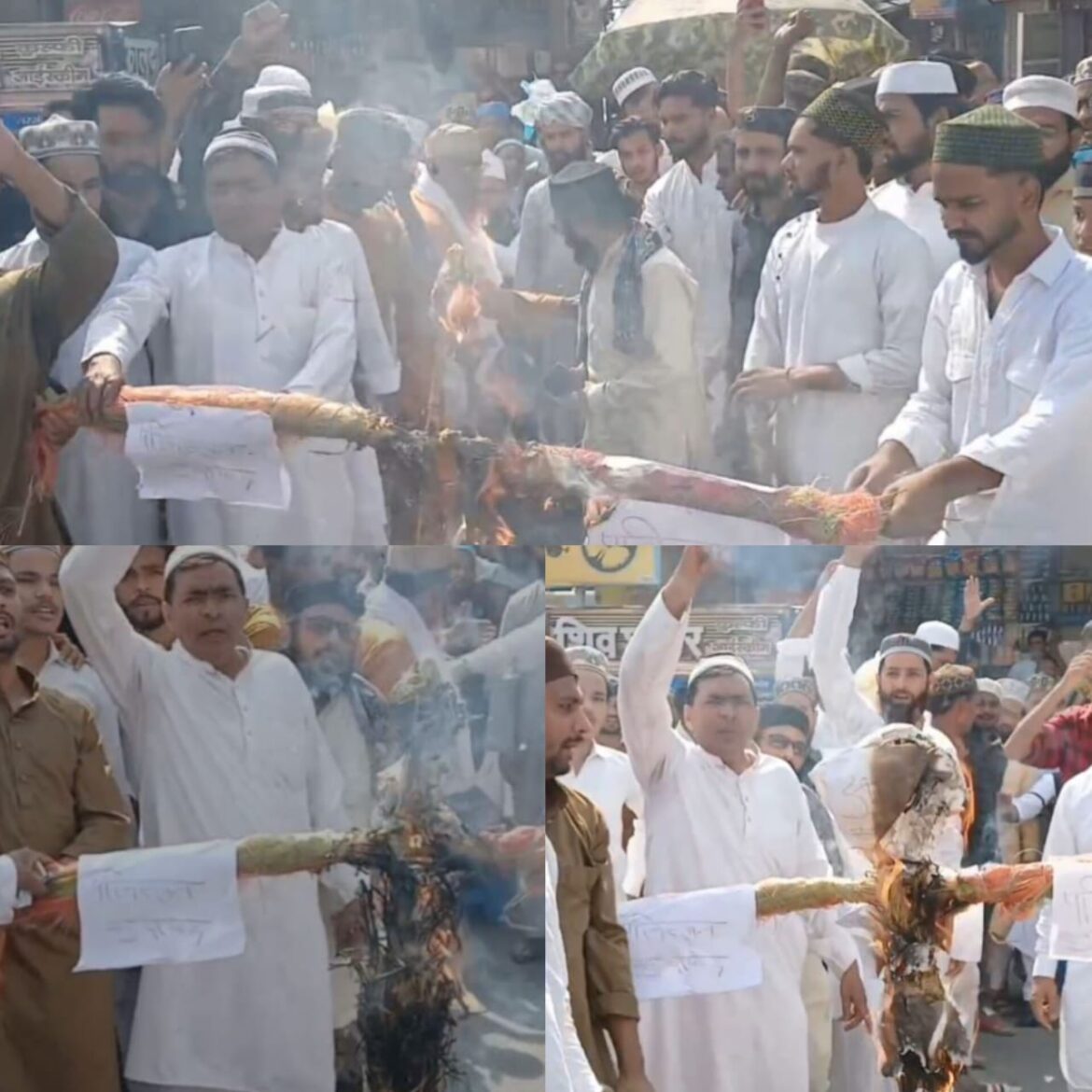 पहलगाम आतंकी हमले के विरोध में सड़कों पर उतरे मुस्लिम युवक, पाकिस्तान का पुतला फूंका