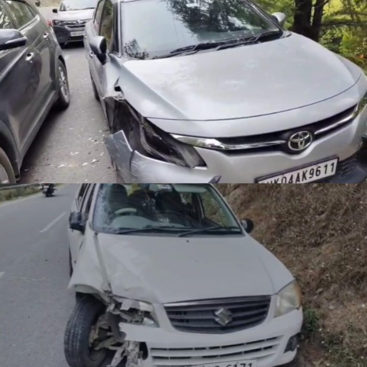 लोहाघाट में दो कारों की आमने-सामने टक्कर, बड़ा हादसा टला