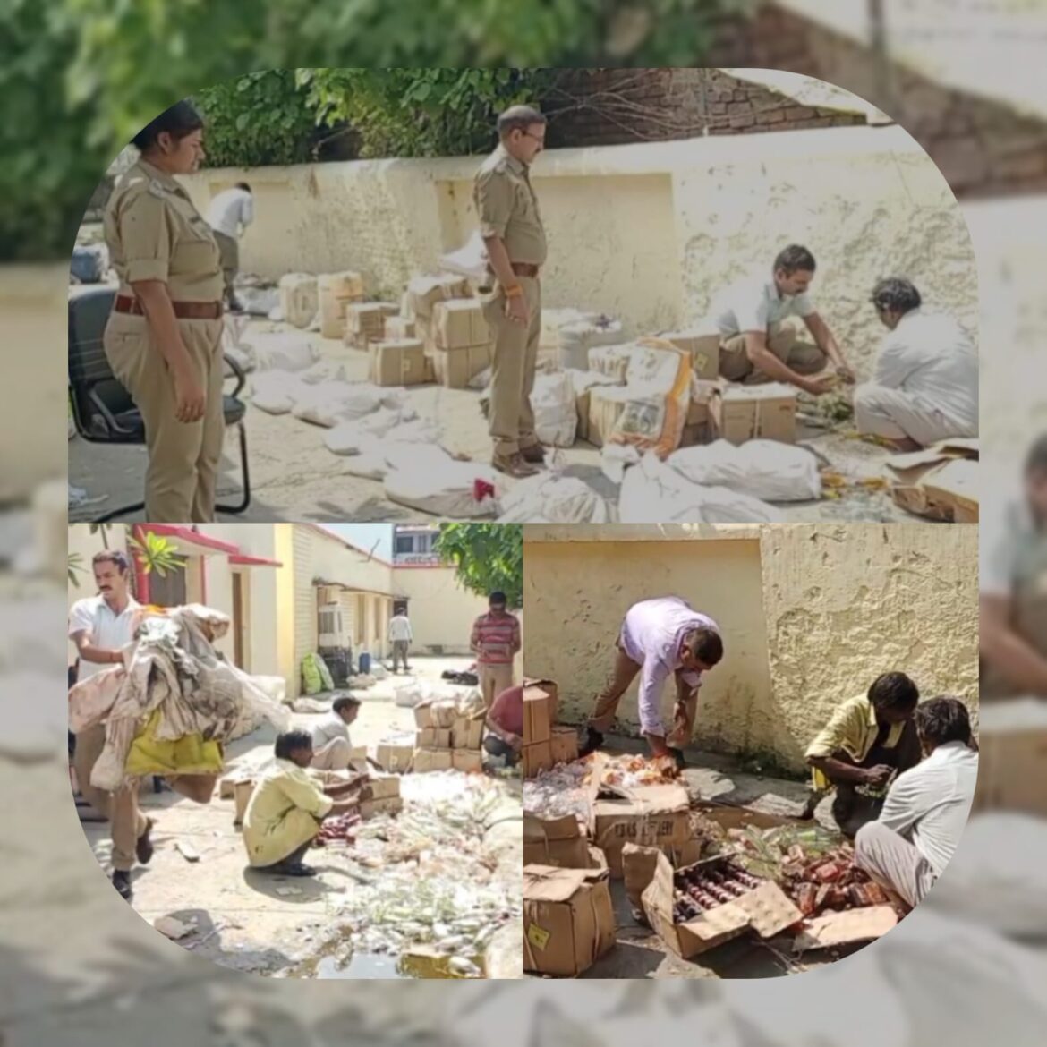 लालकुआँ कोतवाली परिसर में अवैध शराब का विधिवत निस्तारण, न्यायालय के आदेश पर कार्रवाई