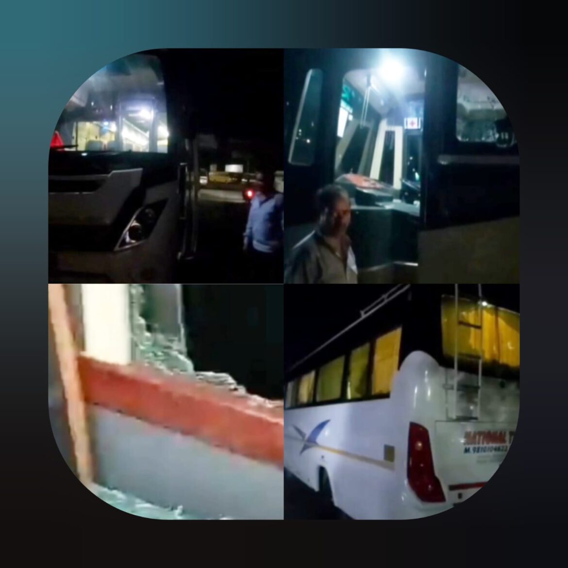 पर्यटकों की बस पर हमला, शीशे तोड़े, पर्यटकों में दहशत | पुलिस एक घंटे देर से पहुंची