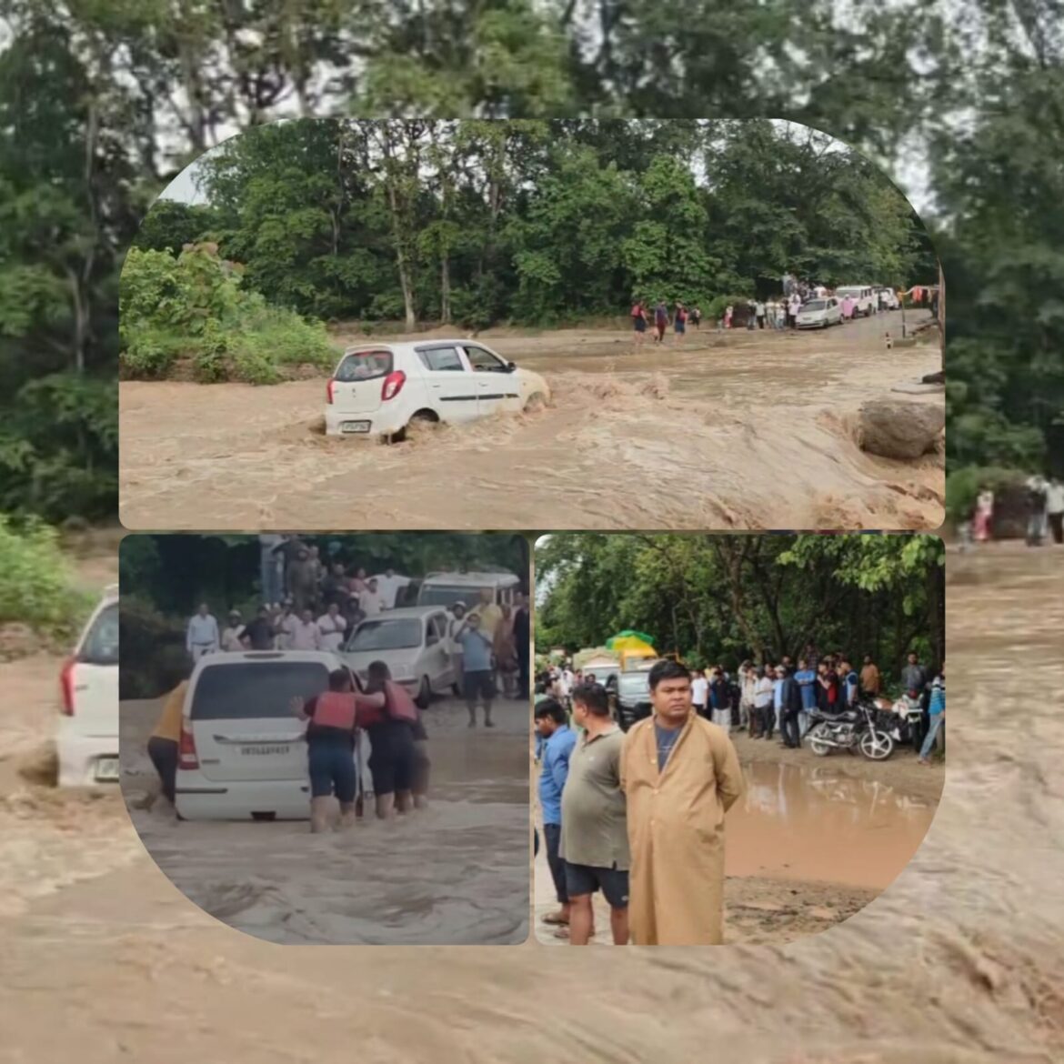 हल्द्वानी में बरसात से उफनाई नदियाँ, चोरगलिया नदी में जलस्तर बढ़ा, स्कूल वाहन जोखिम में