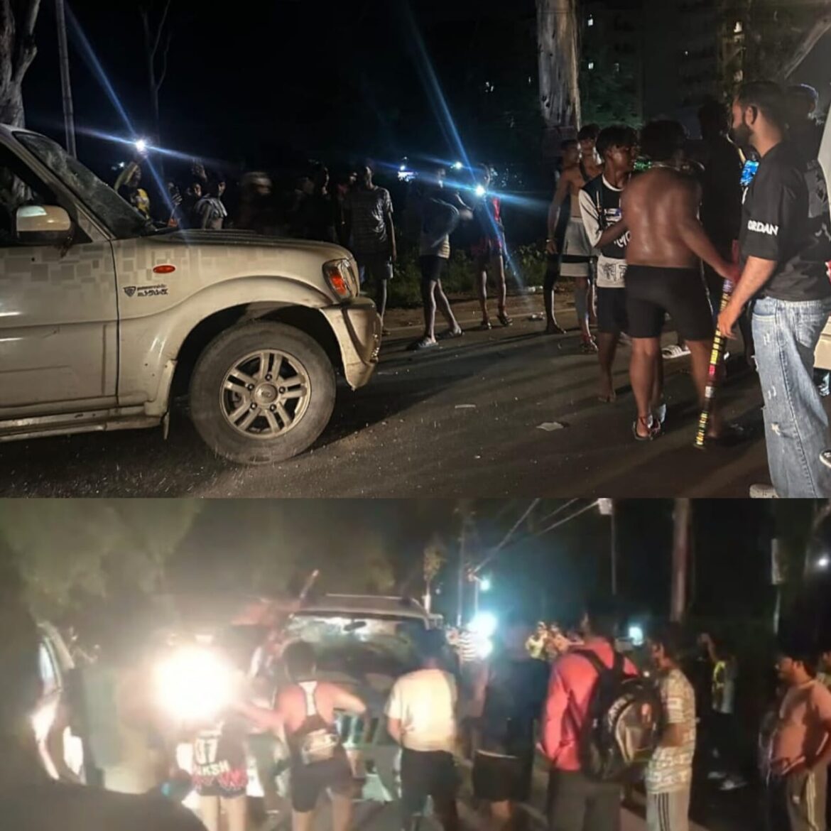 रुड़की में बेलड़ा गांव के पास कांवड़ियों का बवाल, स्कॉर्पियो कार में की तोड़फोड़