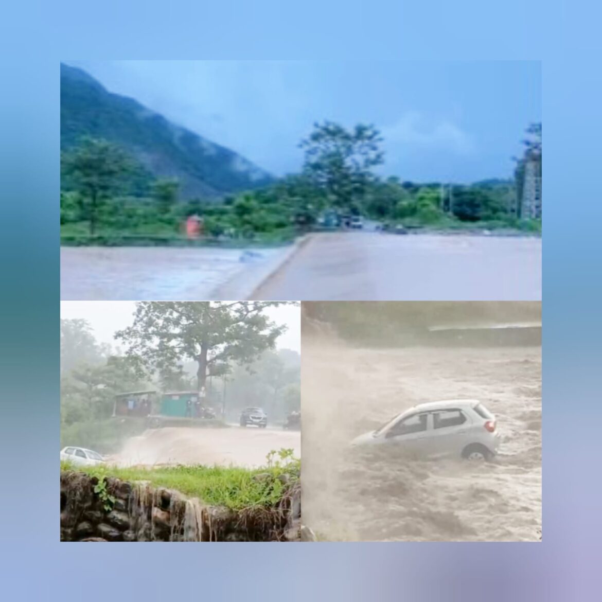 कटापत्थर में खतरनाक लापरवाही: उफनते नरो खाले को पार करने की कोशिश में फंसी कार, ग्रामीणों ने बचाई जान