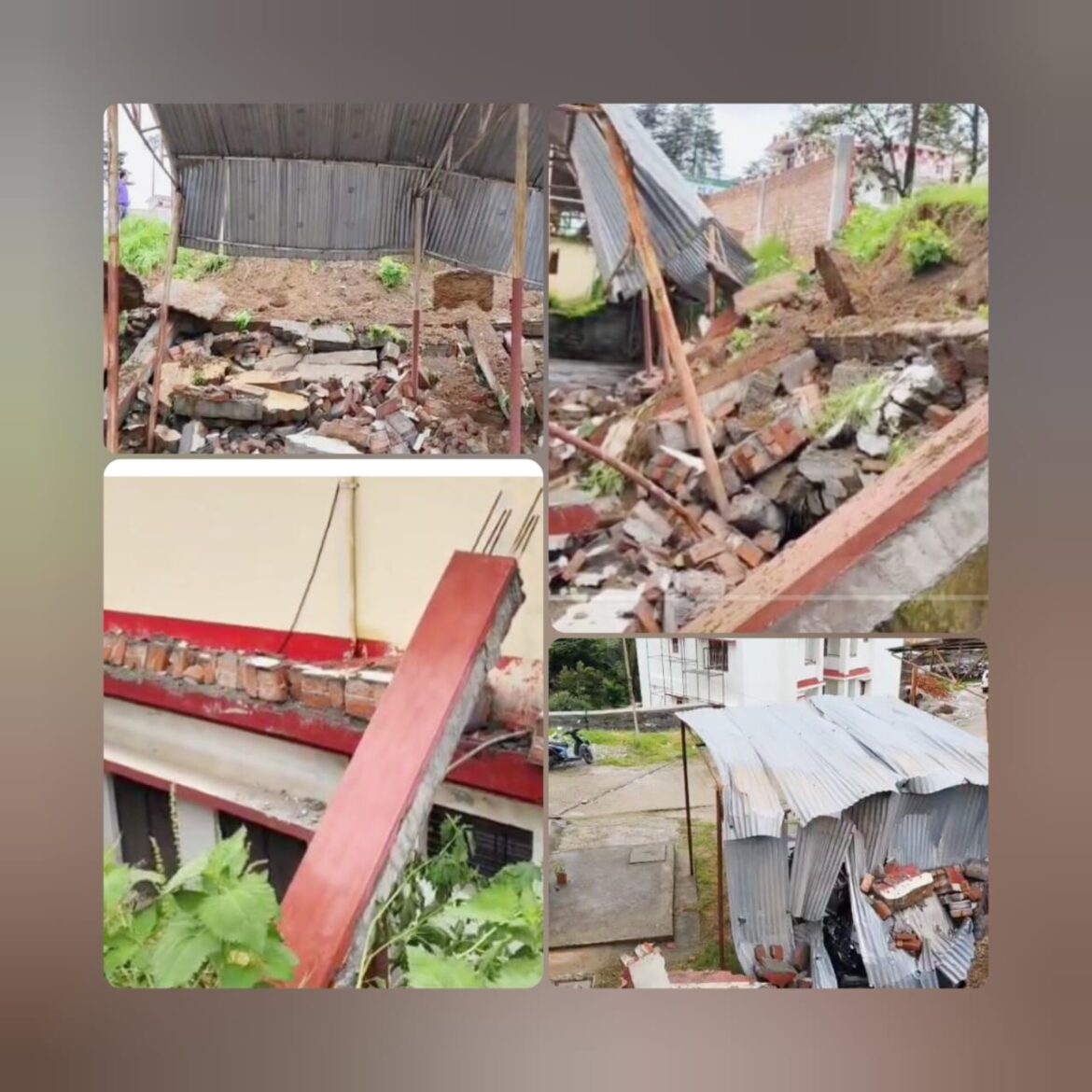 लोहाघाट में बारिश बनी कहर, दो माह पहले बनी अस्पताल कैंपस की दीवार बीम सहित गिरी; पुलिस और फायर विभाग के वाहन क्षतिग्रस्त