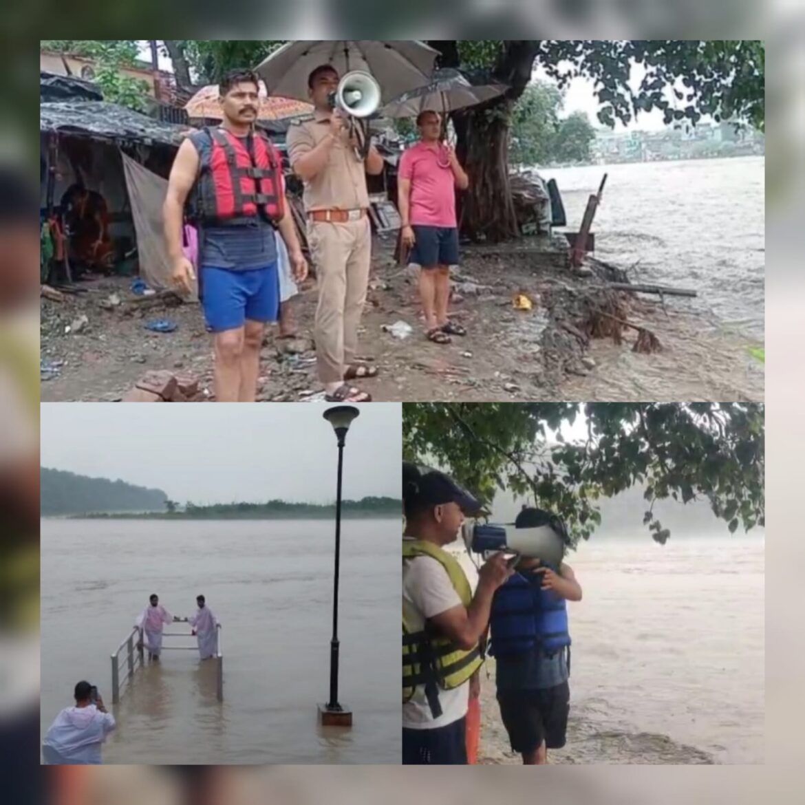 ऋषिकेश में गंगा उफान पर, त्रिवेणी घाट जलमग्न — प्रशासन अलर्ट पर