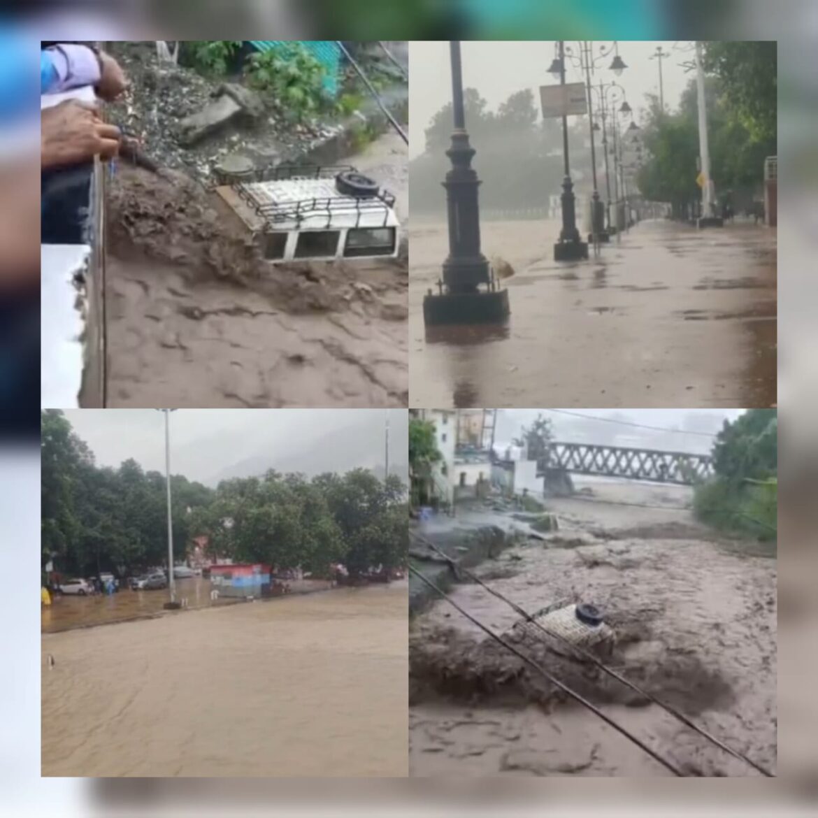 ऋषिकेश में गंगा उफान पर: त्रिवेणी घाट पर जलस्तर चेतावनी रेखा पार, नाले उफान पर