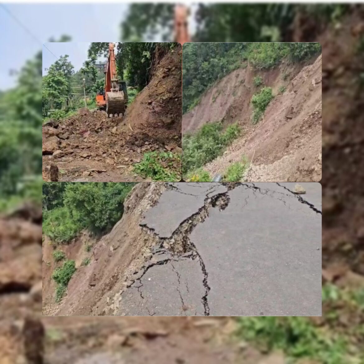 नरेंद्रनगर-रानीपोखरी रोड खर्क गांव के पास भारी भू-धंसाव, दो दिनों से यातायात ठप