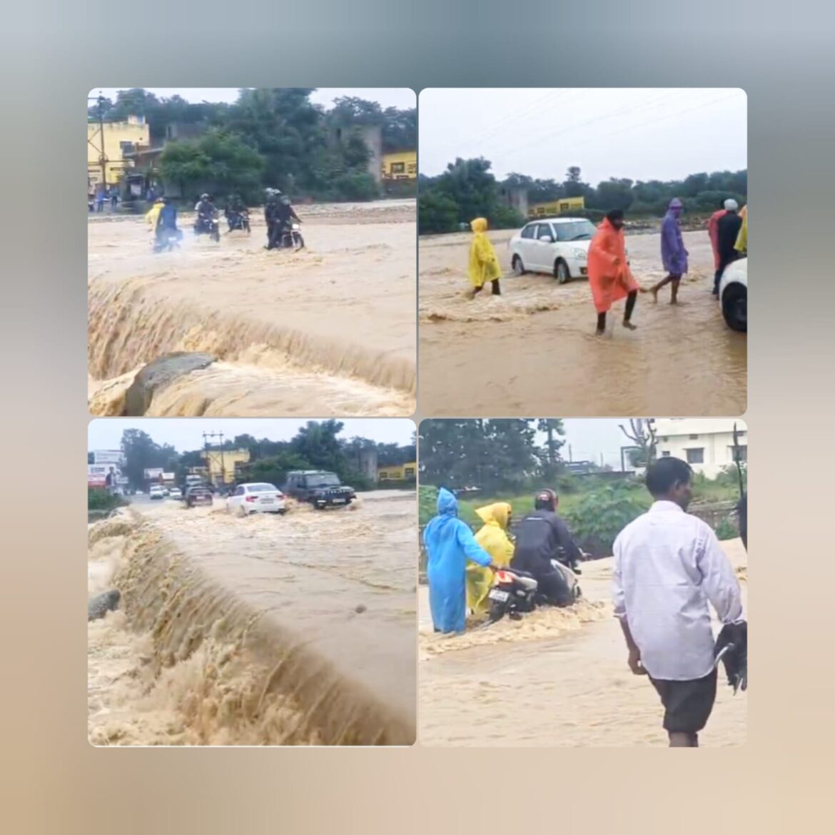 लगातार बारिश से शिमला बाईपास पर सैलाब, जान जोखिम में डाल रहे लोग