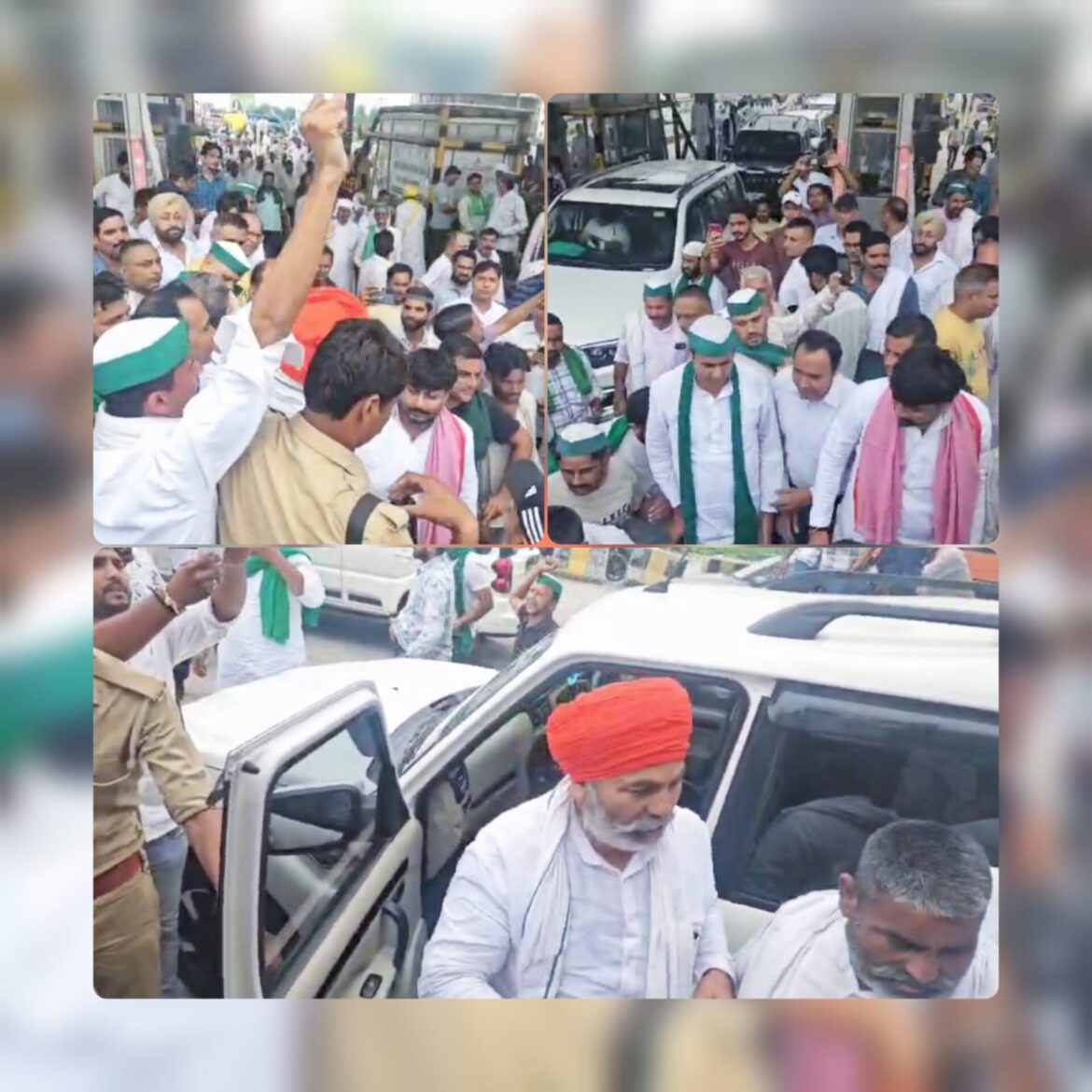 लाठीचार्ज के विरोध में राकेश टिकैत का धरना, बहादराबाद टोल प्लाजा पर तनाव