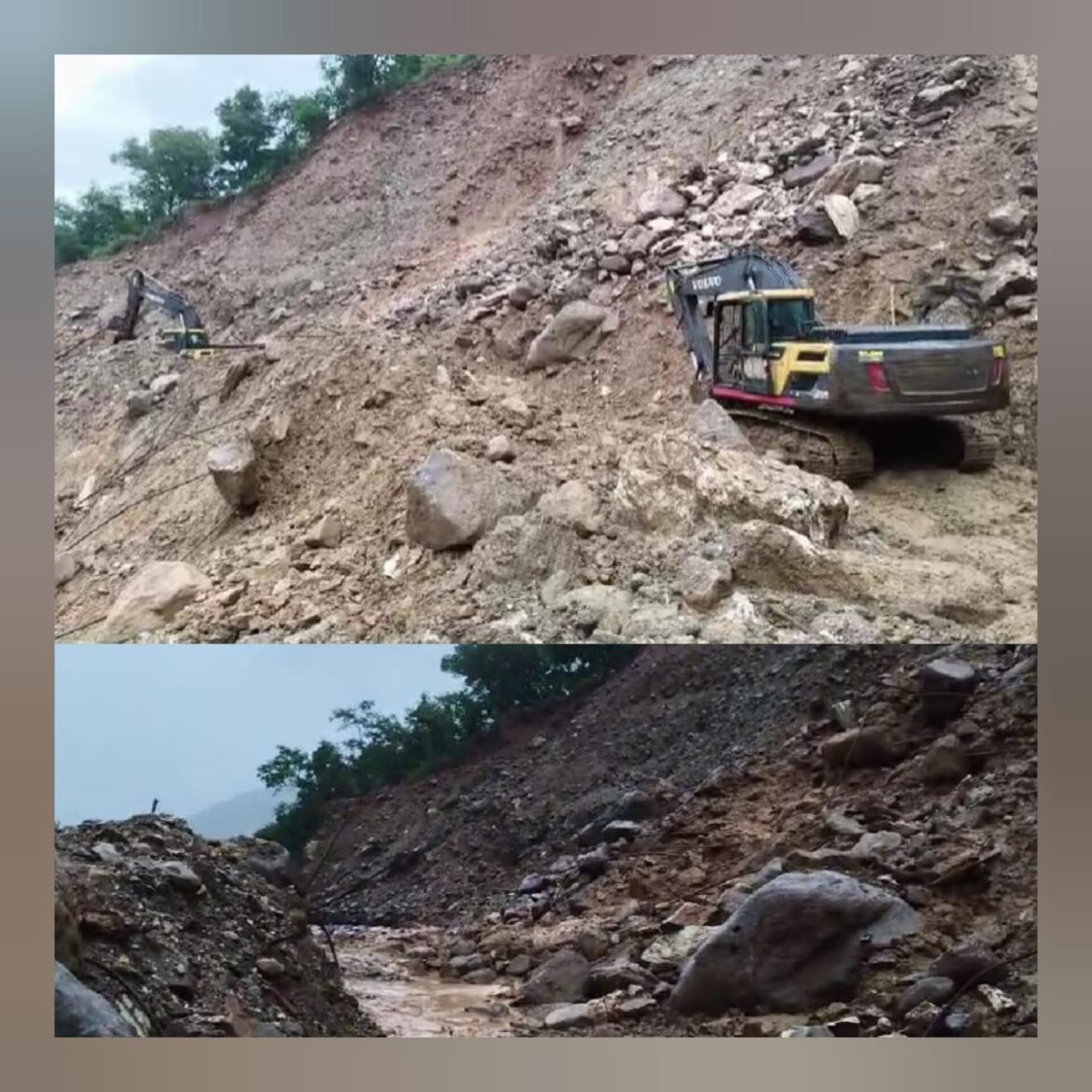 चमोली में भारी बारिश से राष्ट्रीय राजमार्ग बाधित, पुलिस ने की अपील