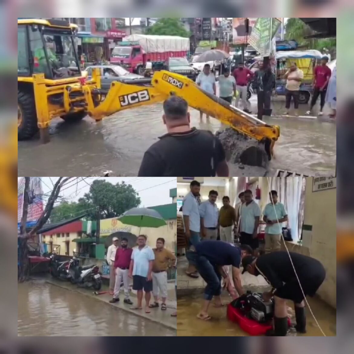 खटीमा में एक रात की बारिश से जलभराव, पालिका अध्यक्ष ने किया निरीक्षण