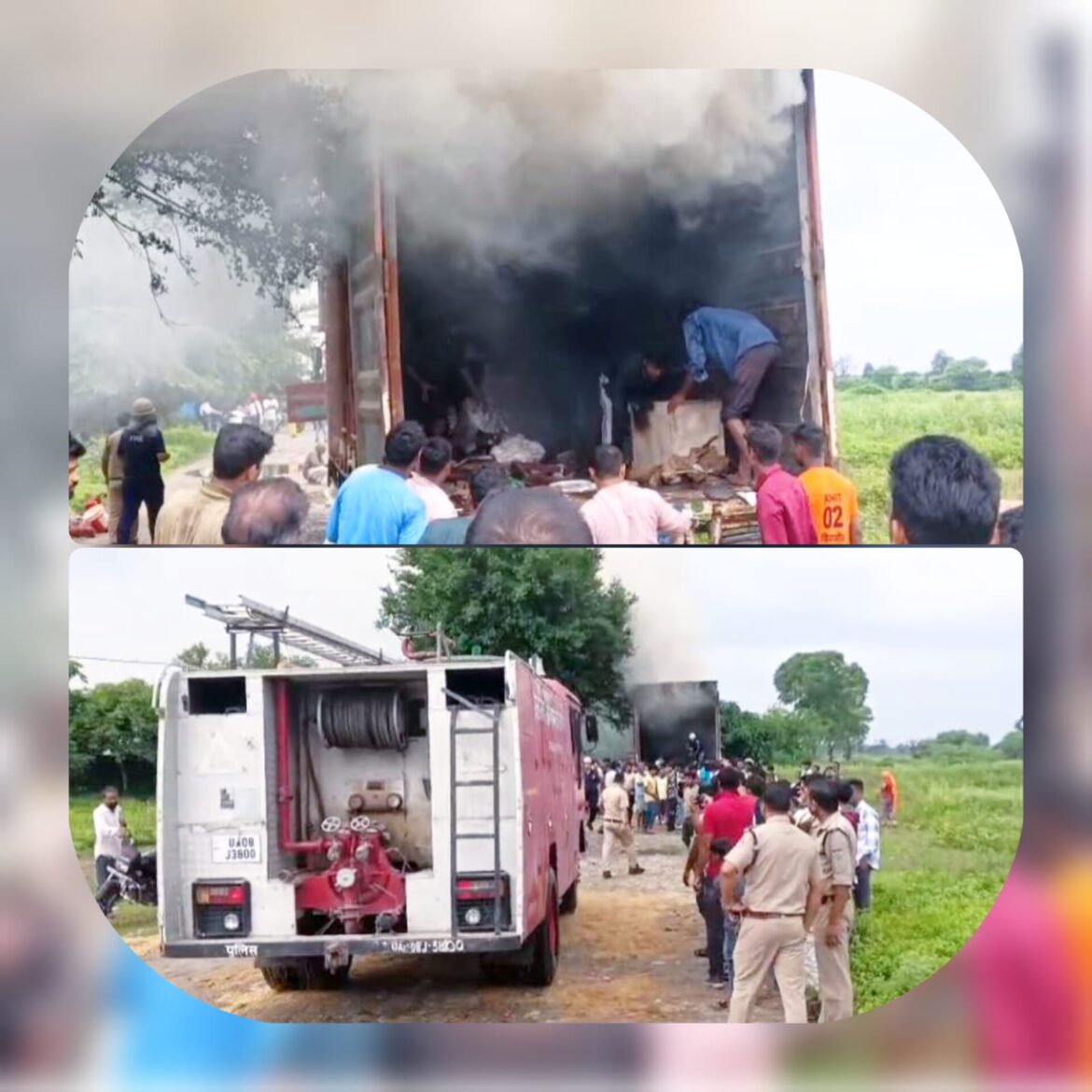 हरिद्वार: घरेलू सामान से भरे ट्रक में लगी आग, बड़ा हादसा टला