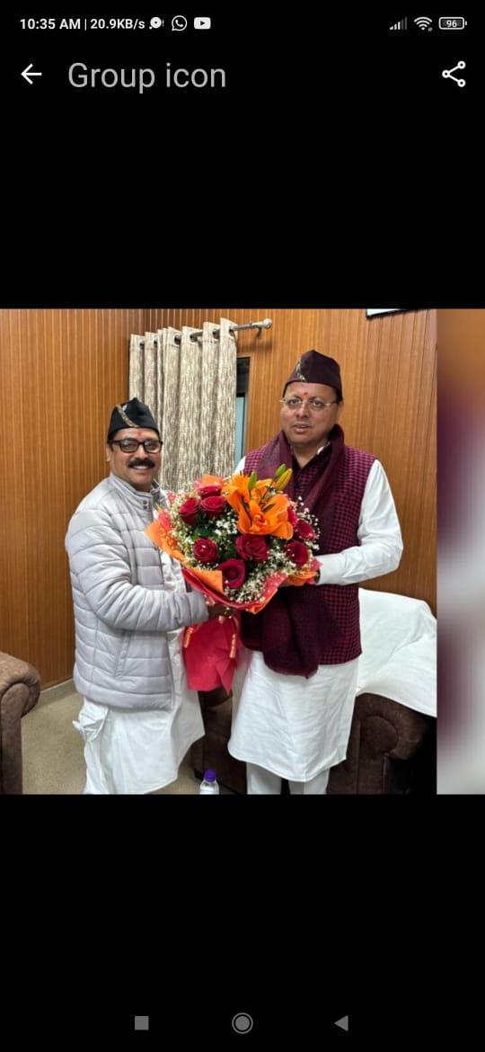 राज्य मंत्री कैलाश पंत ने मुख्यमंत्री धामी से की मुलाकात, रानीखेत की समस्याएं रखीं