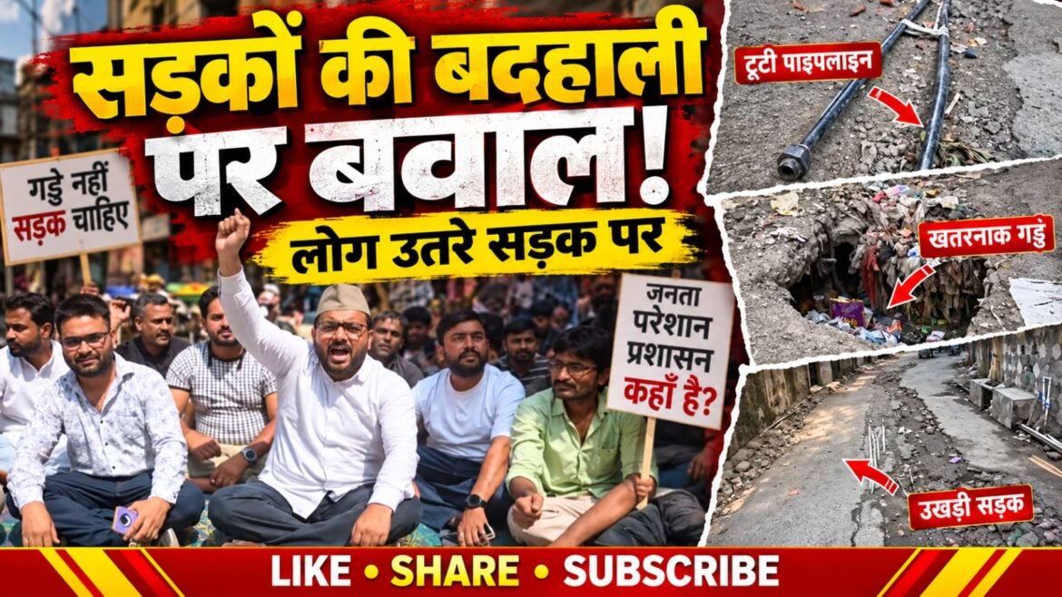 बनभूलपुरा की बदहाल सड़कों को लेकर धरना, जल्द मरम्मत नहीं हुई तो आंदोलन की चेतावनी