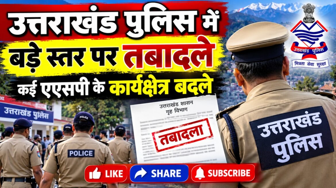 उत्तराखंड पुलिस में बड़े स्तर पर तबादले, कई एएसपी के कार्यक्षेत्र बदले
