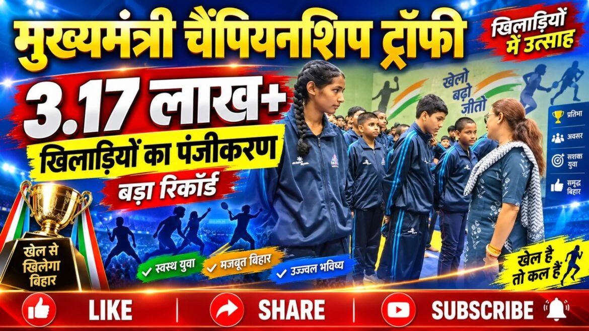 मुख्यमंत्री चैंपियनशिप ट्रॉफी में 3.17 लाख से अधिक खिलाड़ियों का पंजीकरण