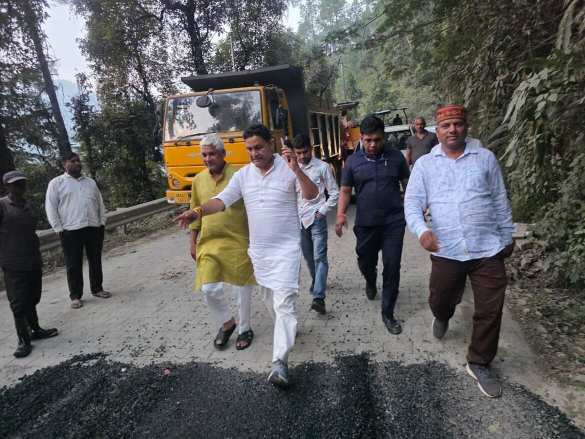 चाफी-पदमपुरी-धारी मोटर मार्ग के डामरीकरण का मंत्री राम सिंह कैड़ा ने किया निरीक्षण