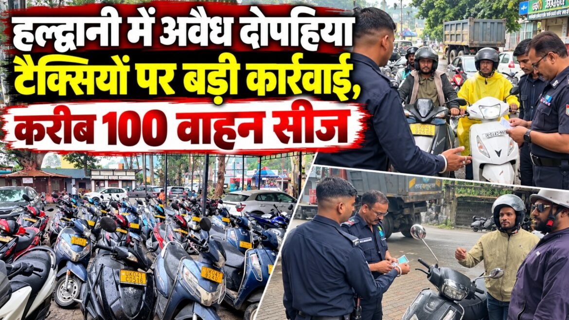 हल्द्वानी में अवैध दोपहिया टैक्सियों पर बड़ी कार्रवाई, करीब 100 वाहन सीज