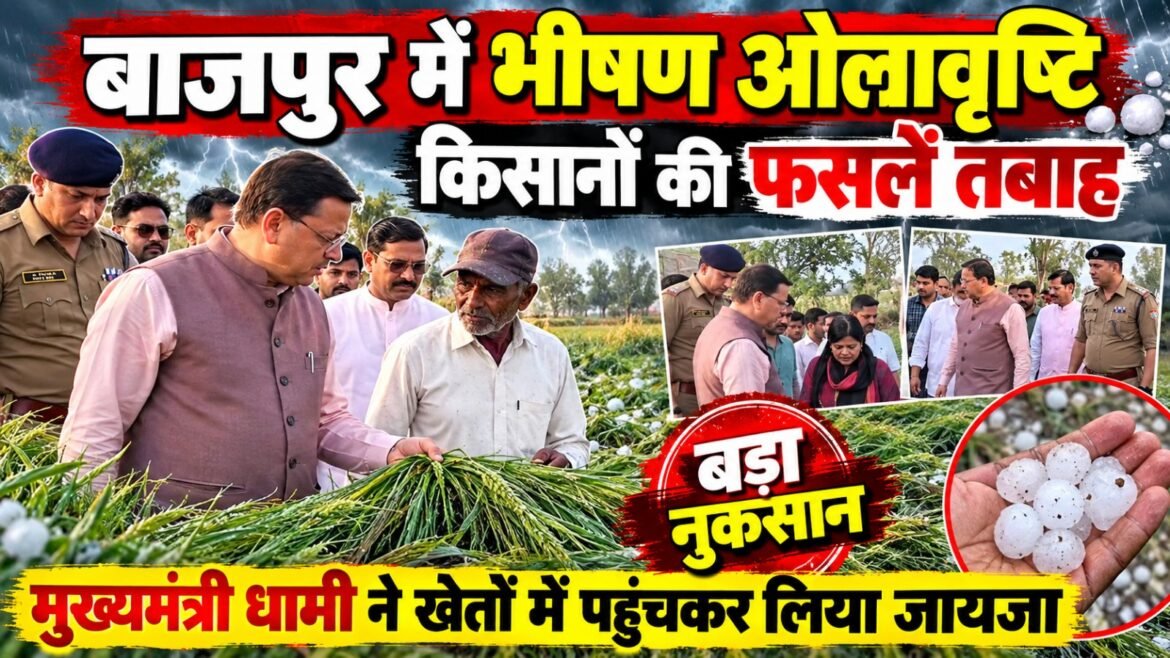 बाजपुर में भीषण ओलावृष्टि से किसानों की फसलें तबाह, मुख्यमंत्री धामी ने खेतों में पहुंचकर लिया नुकसान का जायजा