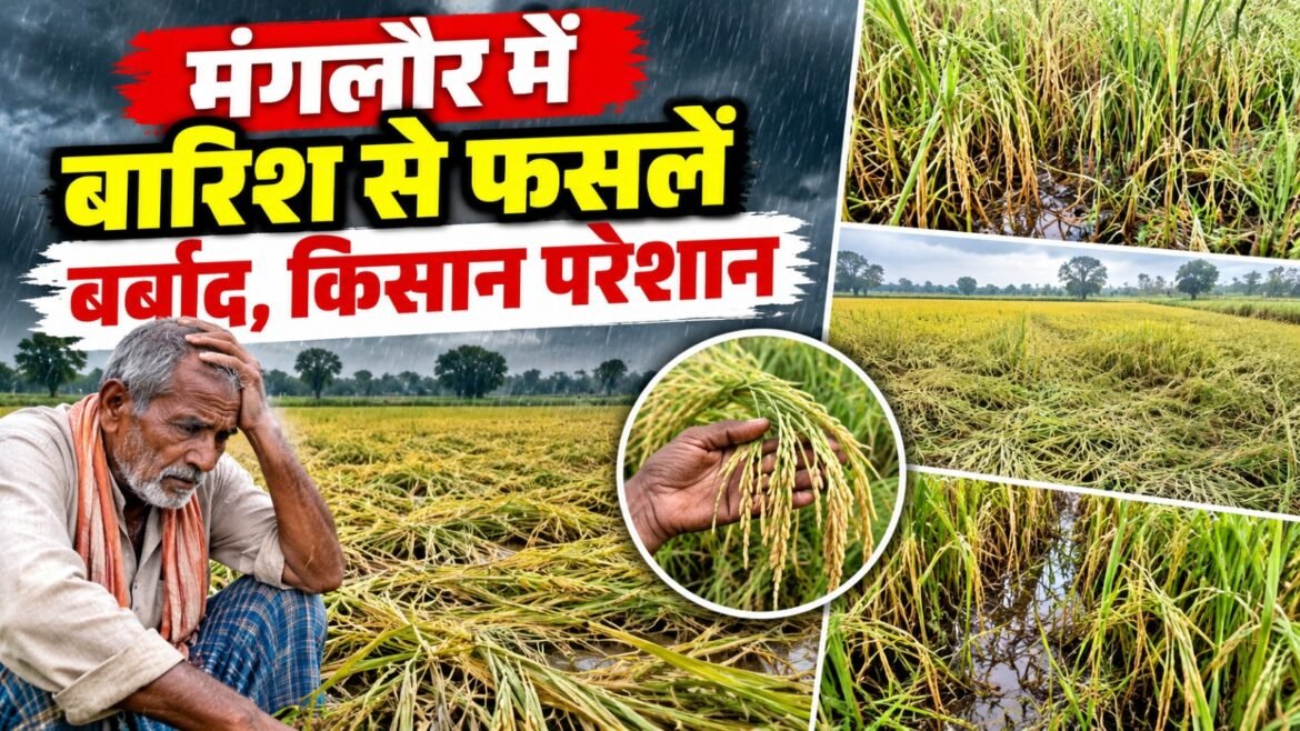 मंगलौर में बेमौसम बारिश से किसानों पर संकट, धान की फसल को भारी नुकसान